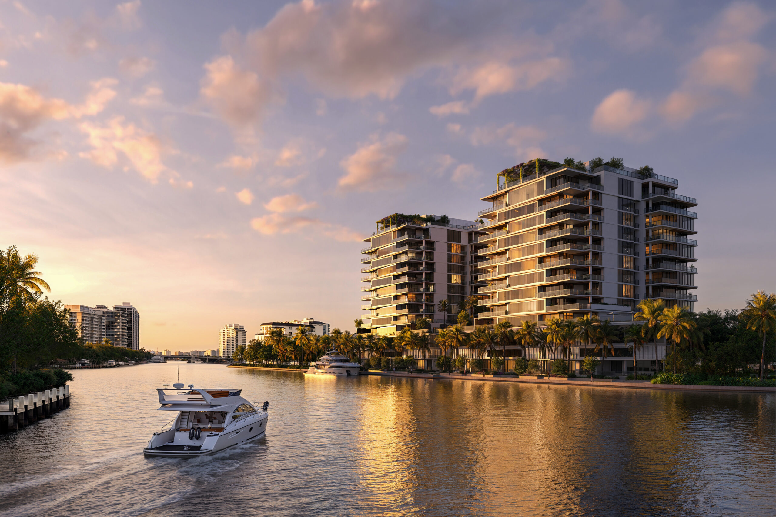 Hero shot from the water of The Ritz-Carlton Residences, Fort Lauderdale Beach