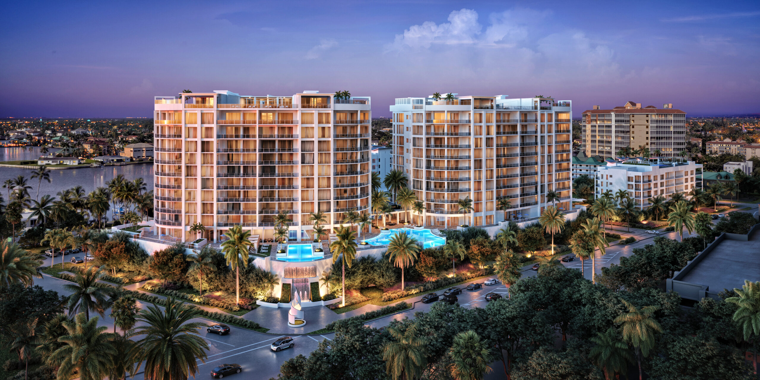 An aerial view of The Ritz-Carlton Residences, Naples bu STOCK Residences which is the first ever Ritz-Carlton Residences for Naples