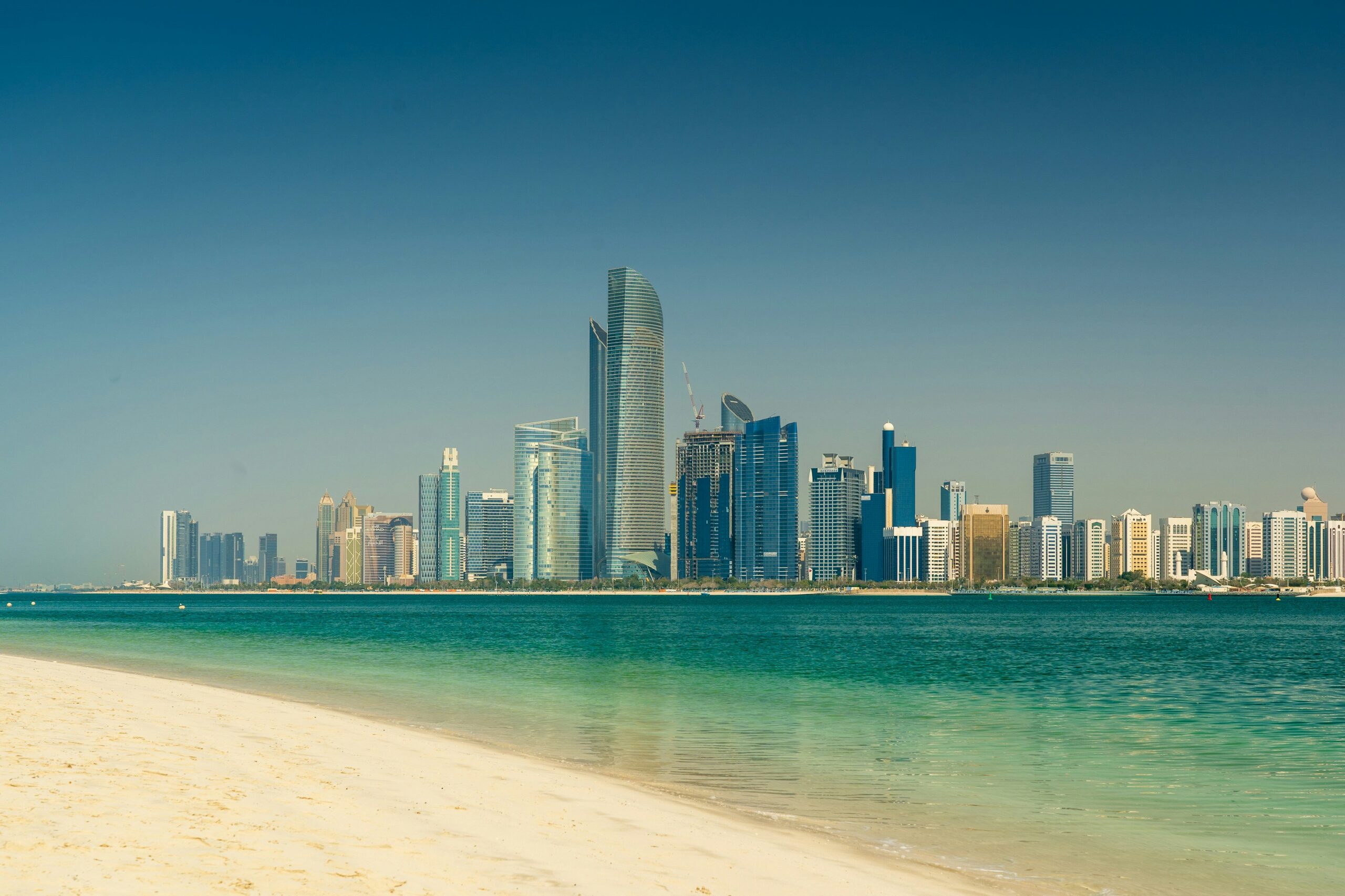 Abu Dhabi skyline by the beach