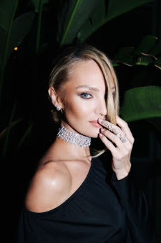 Candice Swanepoel wearing Messika Moderniste jewelry at Château ZZ Miami