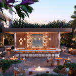 Elegant outdoor bar with tropical ambiance
