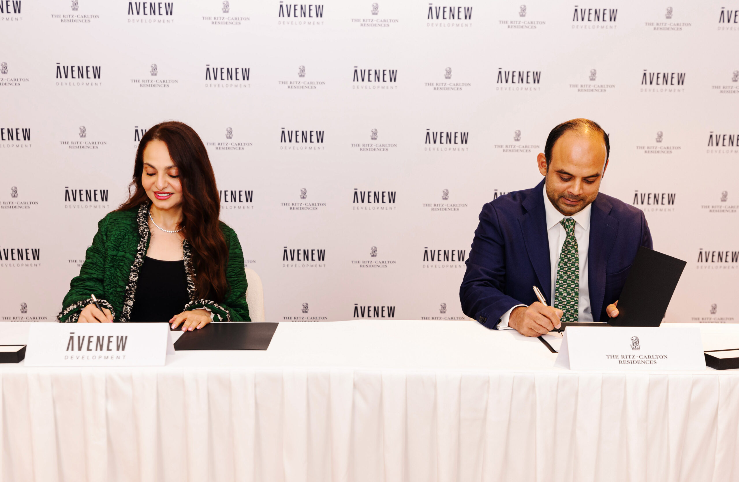 L to R_ Rasha Hasan, Managing Partner, AVENEW Development, Jaidev Menezes, Regional Vice President – Mixed-Use Development, EMEA, Marriott International It Takes an Island Ritz-Carlton Stakes Its Claim on Dubai's World Islands